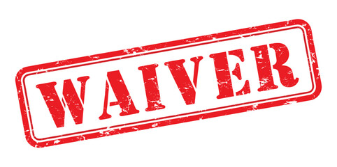 Waiver red legal stamp vector. Grunge document rubber label vector
