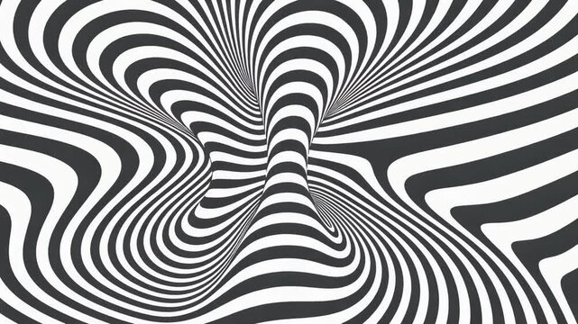 A hypnotic black-and-white pattern of concentric, wavy lines in motion creates a strong optical illusion. Ideal for abstract backgrounds, wallpapers, textures, and modern graphic design.