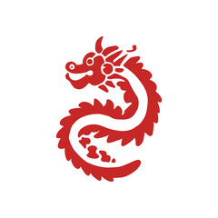 【Animals Icons – Basic】Japanese Dragon Silhouette Illustration / 墨絵風の龍シルエットイラスト