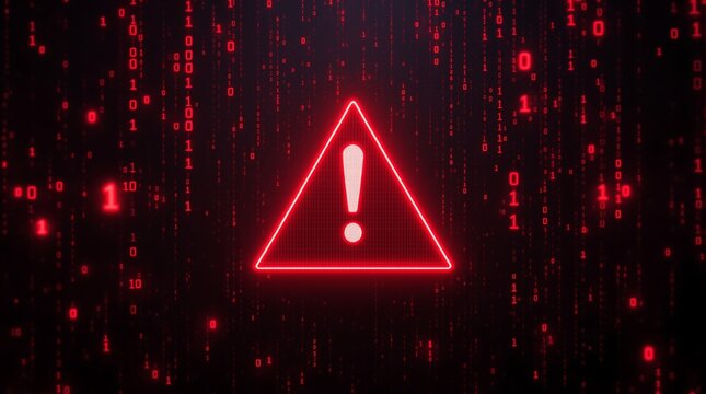 Red digital warning alert cyber security threat data breach system error network vulnerability information
