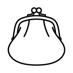 Simple outline drawing of a classic clasp purse or coin purse