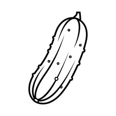Simple outline drawing of a fresh green cucumber with small bumps on its skin