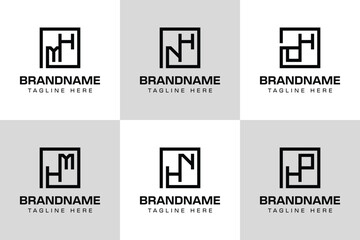 Letters HM MH HN NH HO OH Monogram Logo Set, suitable for any business