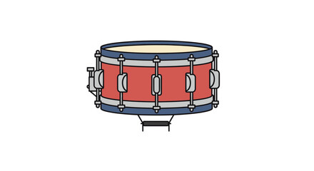 Colorful Cartoon Illustration of a Red Snare Drum.