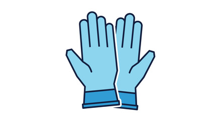 Pair of light blue protective gloves with blue cuffs.