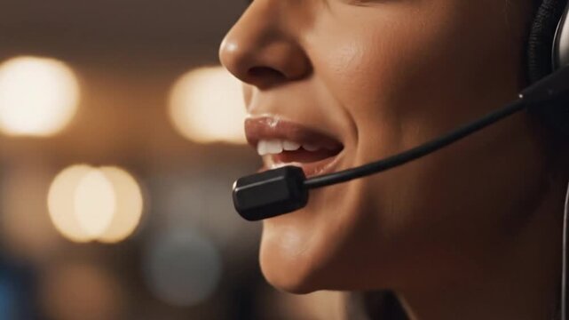 Customer service representative with headset providing support and answering calls online now