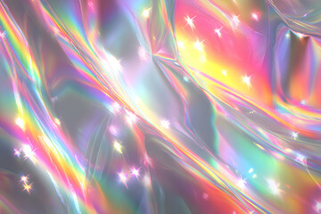 dazzling holographic background with vibrant rainbow gradient sparkly confetti and shimmering metallic reflections