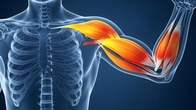 Detailed 3D Medical Illustration of Human Arm Muscles and Anatomy