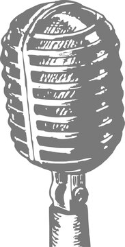 Hand-drawn sketch of a retro microphone, showcasing vintage design and classic details. Perfect for music, podcast, audio, broadcasting, nostalgia, and retro-themed creative projects.