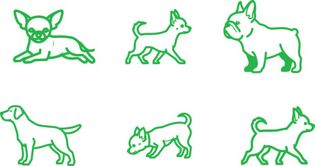 Diverse dog breeds illustrated in outline vector showcasing variety and companionship among popular domestic pets pet ownership dog lover illustration vector art