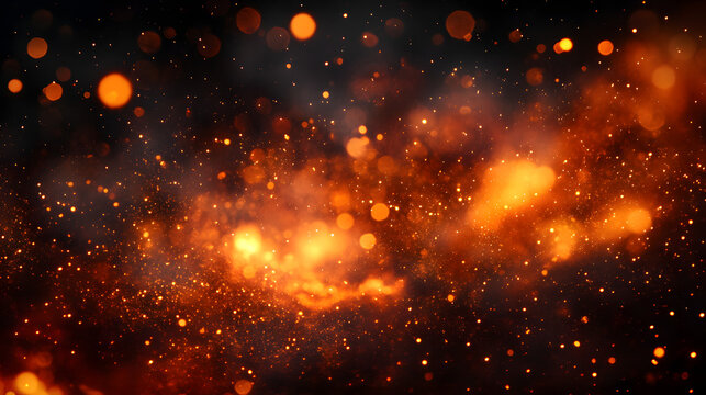grainy fiery sparks scattered against a black background creating an abstract backdrop of burning embers and particles