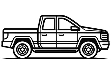 Fototapeta premium pickup truck profile minimal line art.eps