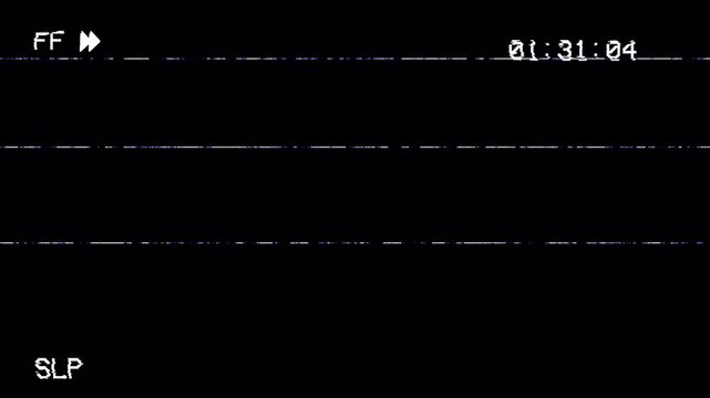 VHS Static Interferences and Noise Screen Overlay Effect with Fast Forward and Timecode Display 4k video animation seamless loop