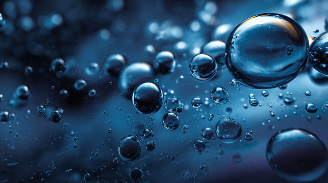 Captivating macro shot of water bubbles, a study of transparency and reflection 