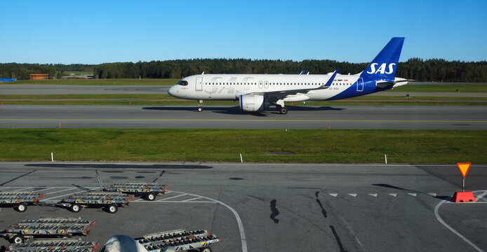 SAS Scandinavian Airline Systems Airbus A320 at Stockholm Arlanda ARN airport, Stockholm, Sweden