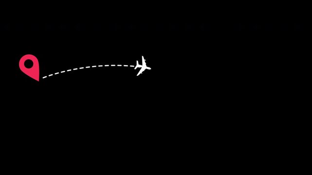 4K airplane line path vector animation for travel and destination routes