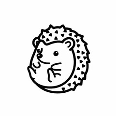 Adorable Hedgehog Illustration - A Charming Black and White Design.