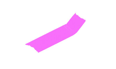 Pink adhesive tape piece on white and transparent background.