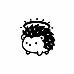 Adorable Angel Hedgehog Illustration with Halo.
