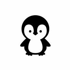 Adorable black and white baby penguin cartoon illustration.