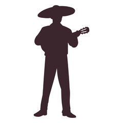 Mexican mariachi character silhouette