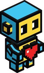 Block Style 3D Icon Isometric Pixel Illustration