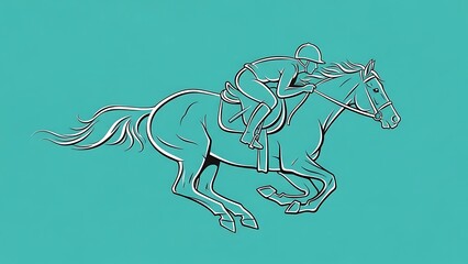 Fototapeta premium Horse racing illustration vector graphic design equestrian sport thoroughbred jockey ride