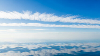 Ocean view with blue sky and white clouds calm water horizon seascape nature