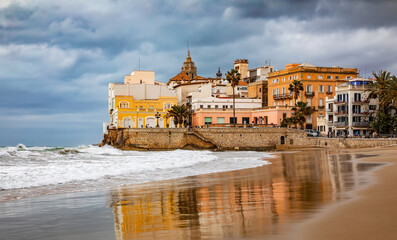 Gloomy dark weather before the storm, Sitges, Spain