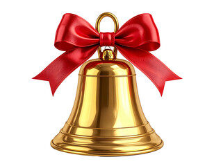 Golden bell with bright red bow