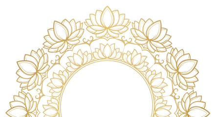 Ornate Golden Lotus Archway Decorative Element.