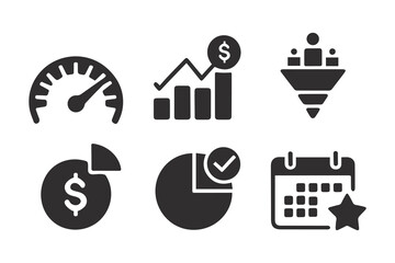Finance and analytics icons set . Vector illustration.