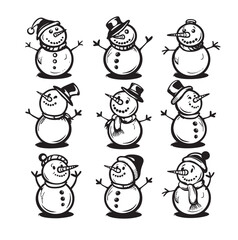 Doodle snowman. Decorative element for Christmas,