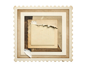 Stacked paper frames, aged, ragged edges, nostalgic vintage feel