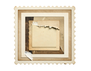 Stacked paper frames, aged, ragged edges, nostalgic vintage feel