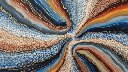 Abstract fluid art painting with gold accents contemporary home decor design