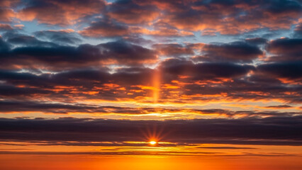 Beautiful sunset sky with orange and blue clouds nature landscape scenery