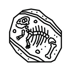 Dinosaur Fossil in Rock Outline Icon