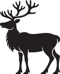 Fototapeta premium Deer with large antlers standing, isolated simple graphic design
