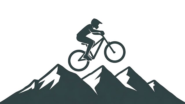 Mountain biking adventure extreme sports cyclist silhouette vector illustration design