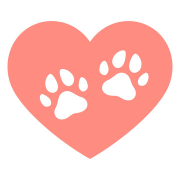 Heart dog footprints flat