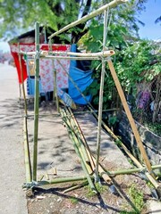 Fototapeta premium A bamboo structure on the street of an Asian country. 