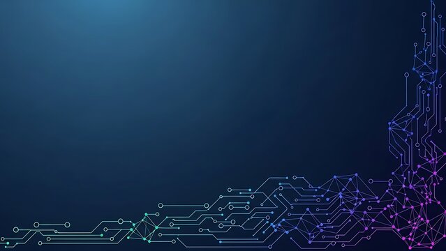 Abstract circuit board design with blue gradient background