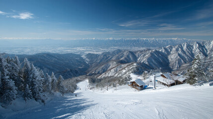 A breathtaking view from an unspoiled Japanese mountain ski resort