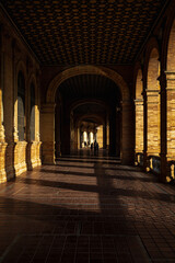 scenes from Plaza de Espana in the medieval city of Seville Spain