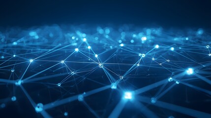 Obraz premium Futuristic Digital Network Abstract Background with Glowing Data Points