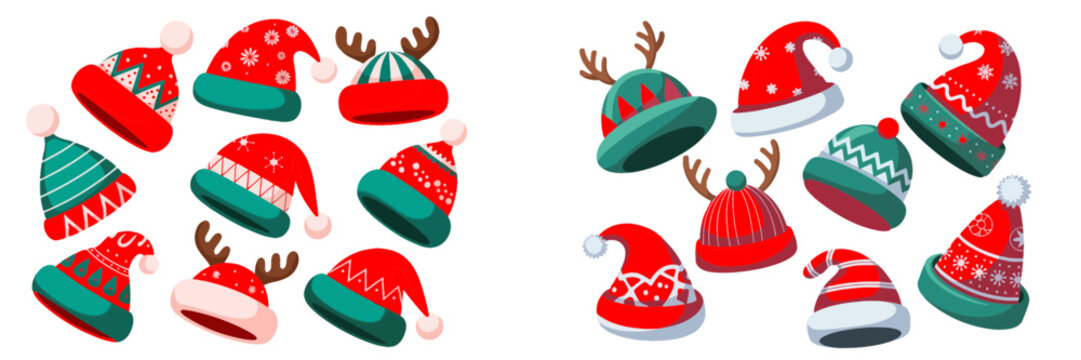 Festive christmas hats collection holiday season vector art - Powered by Adobe