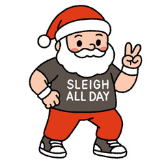 Hipster Santa Doing Peace Sign Wearing 