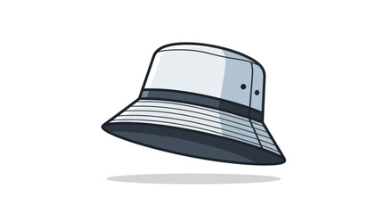 Stylish White Bucket Hat with Black Band and Details.
