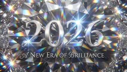The year 2026 sparkles with new brilliance on a diamond surface.